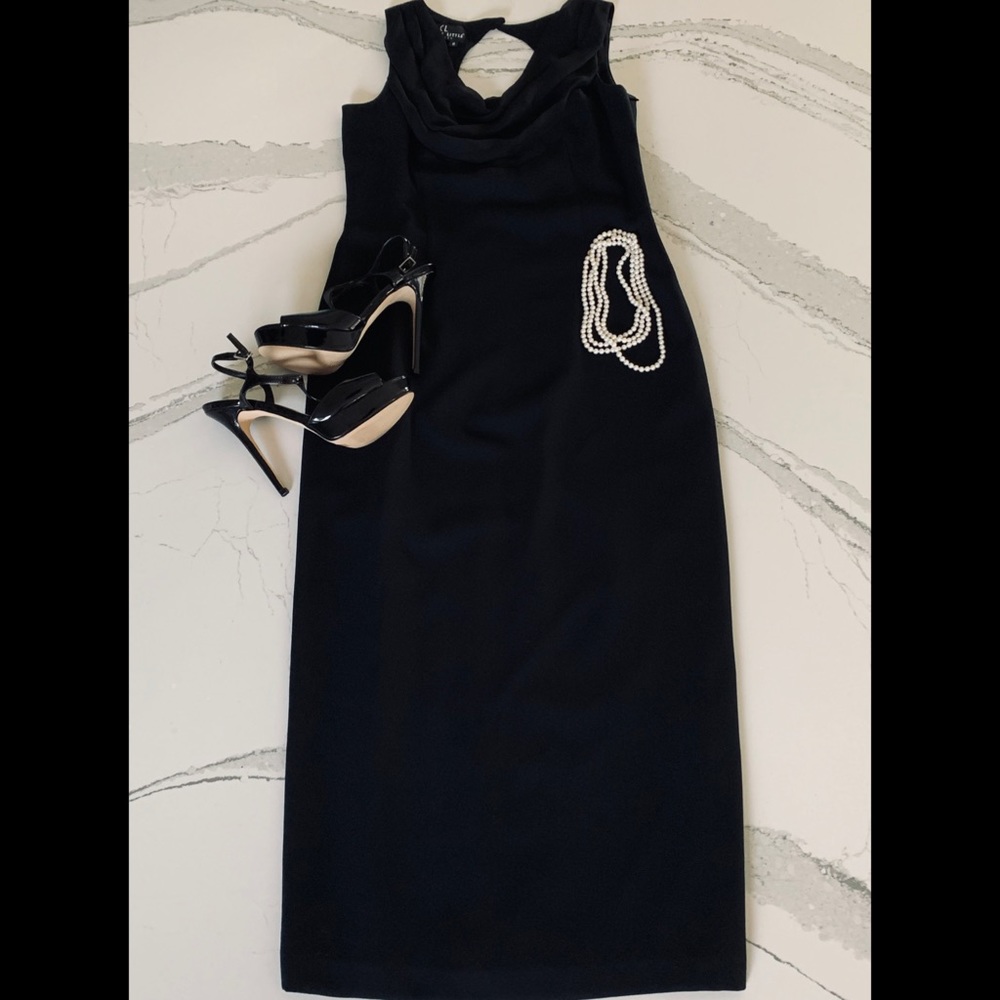 Carole Little Black Scoopneck Keyhole Dress 8